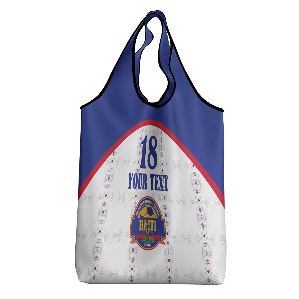 Custom Haiti Football Grocery Bag Les Grenadiers Veve Haitian Vodou White Version - Wonder Print Shop