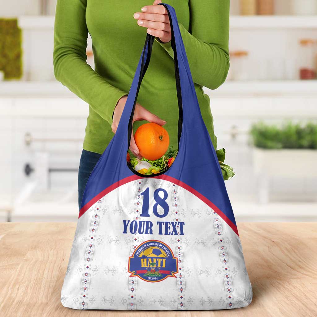 Custom Haiti Football Grocery Bag Les Grenadiers Veve Haitian Vodou White Version - Wonder Print Shop