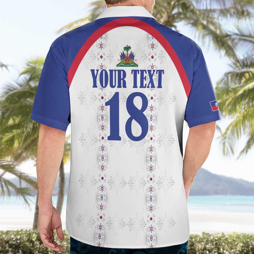 Custom Haiti Football Hawaiian Shirt Les Grenadiers Veve Haitian Vodou White Version - Wonder Print Shop