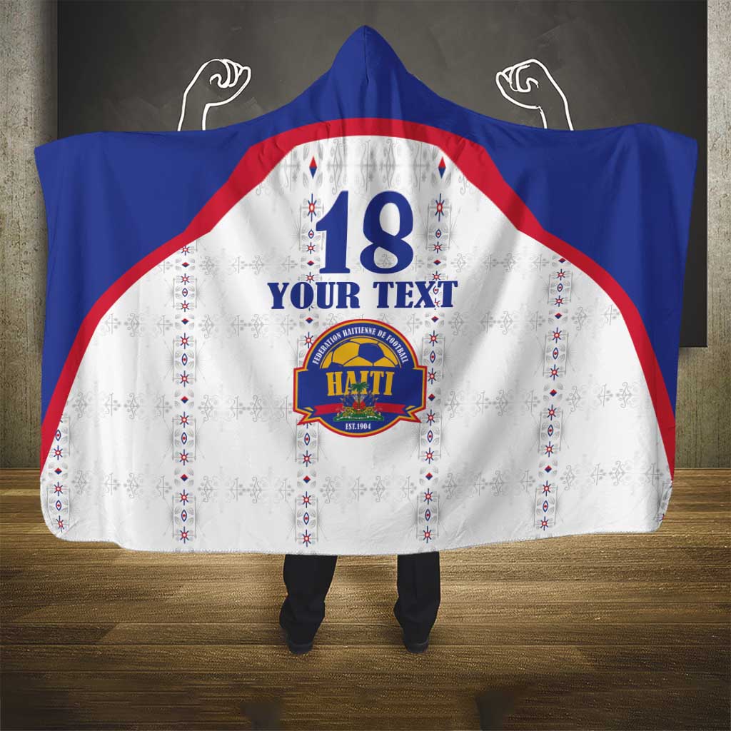Custom Haiti Football Hooded Blanket Les Grenadiers Veve Haitian Vodou White Version - Wonder Print Shop