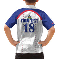 Custom Haiti Football Kid Hawaiian Shirt Les Grenadiers Veve Haitian Vodou White Version - Wonder Print Shop