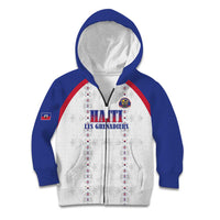 Custom Haiti Football Kid Hoodie Les Grenadiers Veve Haitian Vodou White Version - Wonder Print Shop