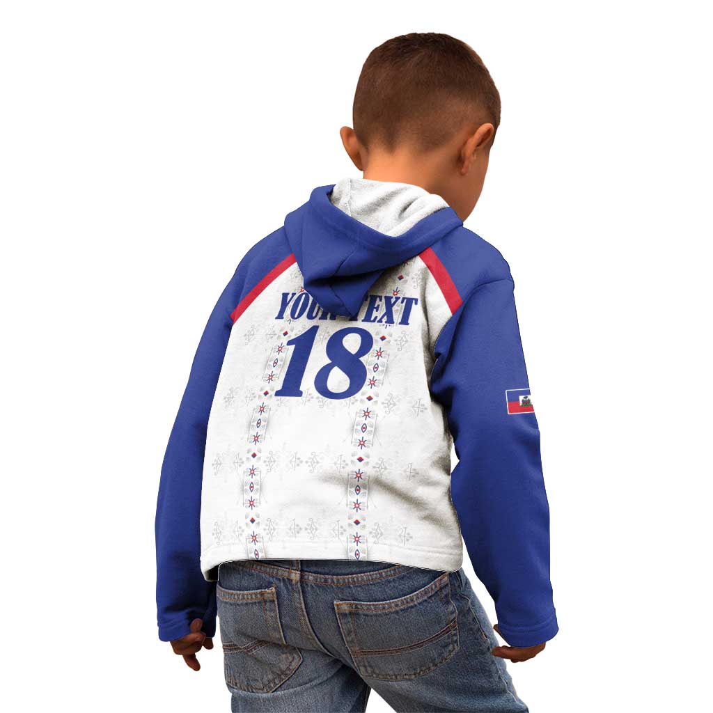 Custom Haiti Football Kid Hoodie Les Grenadiers Veve Haitian Vodou White Version - Wonder Print Shop