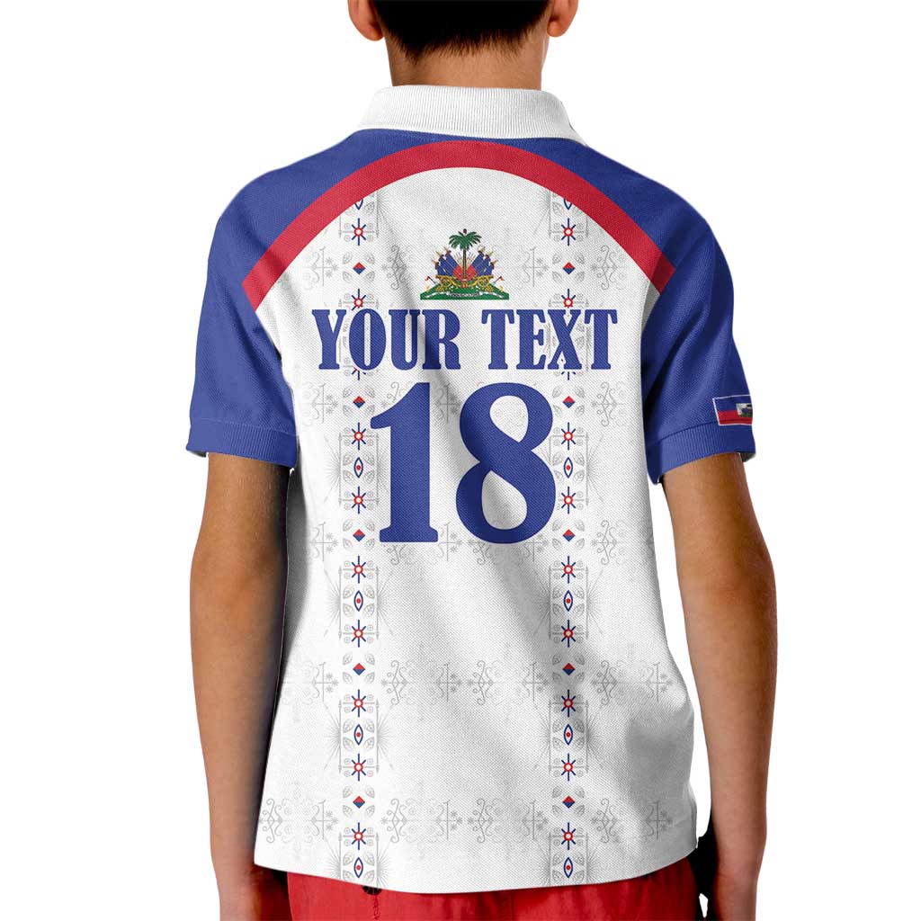 Custom Haiti Football Kid Polo Shirt Les Grenadiers Veve Haitian Vodou White Version - Wonder Print Shop
