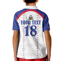 Custom Haiti Football Kid Polo Shirt Les Grenadiers Veve Haitian Vodou White Version - Wonder Print Shop