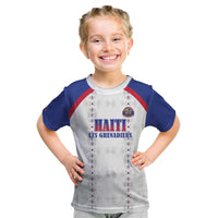 Custom Haiti Football Kid T Shirt Les Grenadiers Veve Haitian Vodou White Version - Wonder Print Shop