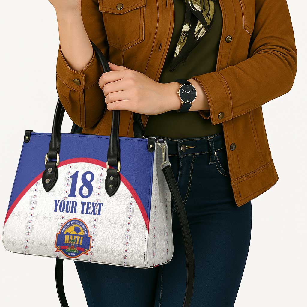 Custom Haiti Football Leather Bag Les Grenadiers Veve Haitian Vodou White Version - Wonder Print Shop