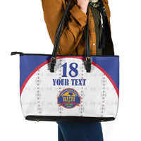 Custom Haiti Football Leather Tote Bag Les Grenadiers Veve Haitian Vodou White Version - Wonder Print Shop