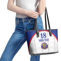 Custom Haiti Football Leather Tote Bag Les Grenadiers Veve Haitian Vodou White Version - Wonder Print Shop