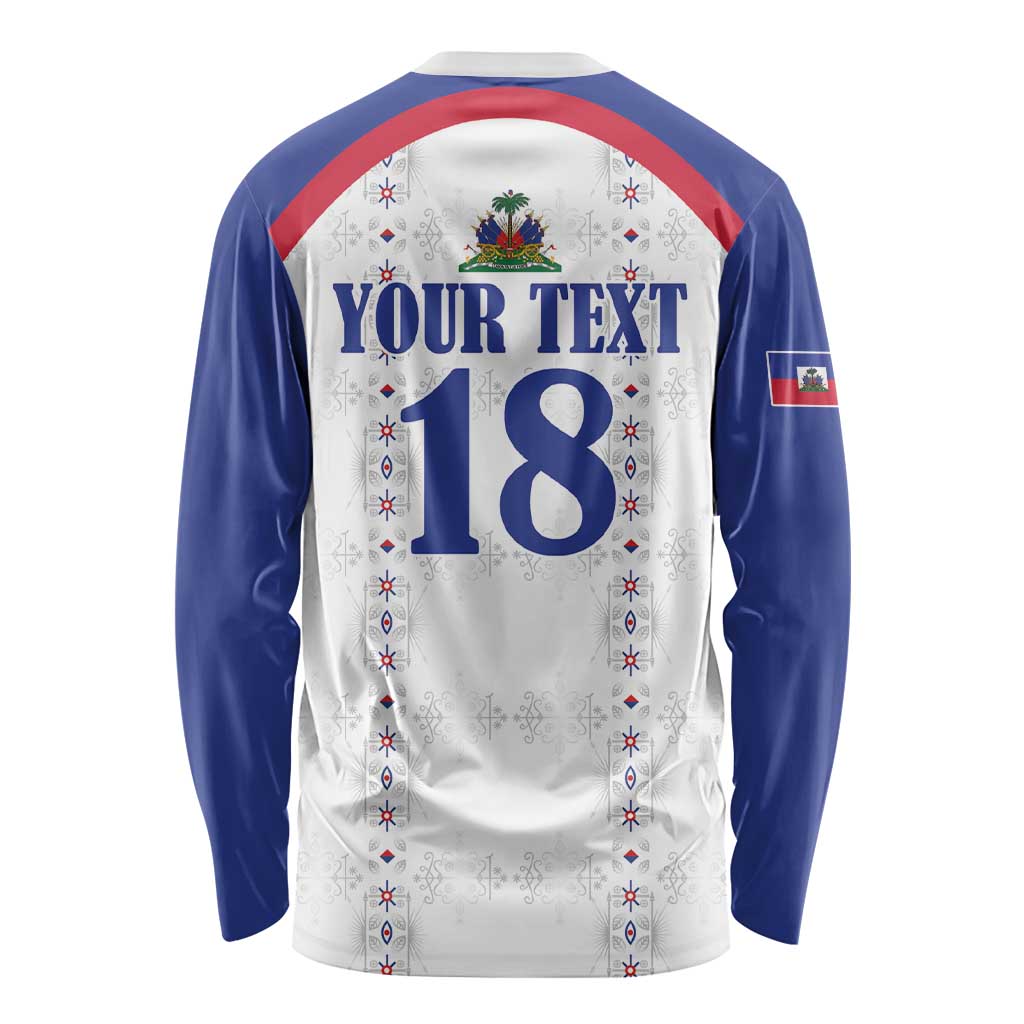 Custom Haiti Football Long Sleeve Shirt Les Grenadiers Veve Haitian Vodou White Version - Wonder Print Shop