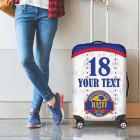 Custom Haiti Football Luggage Cover Les Grenadiers Veve Haitian Vodou White Version - Wonder Print Shop