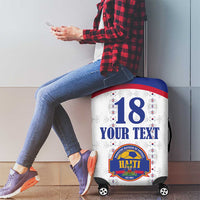 Custom Haiti Football Luggage Cover Les Grenadiers Veve Haitian Vodou White Version - Wonder Print Shop