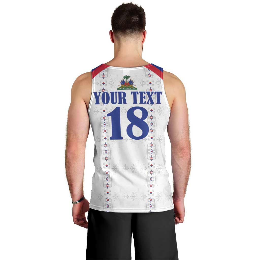 Custom Haiti Football Men Tank Top Les Grenadiers Veve Haitian Vodou White Version - Wonder Print Shop