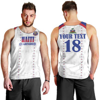 Custom Haiti Football Men Tank Top Les Grenadiers Veve Haitian Vodou White Version - Wonder Print Shop
