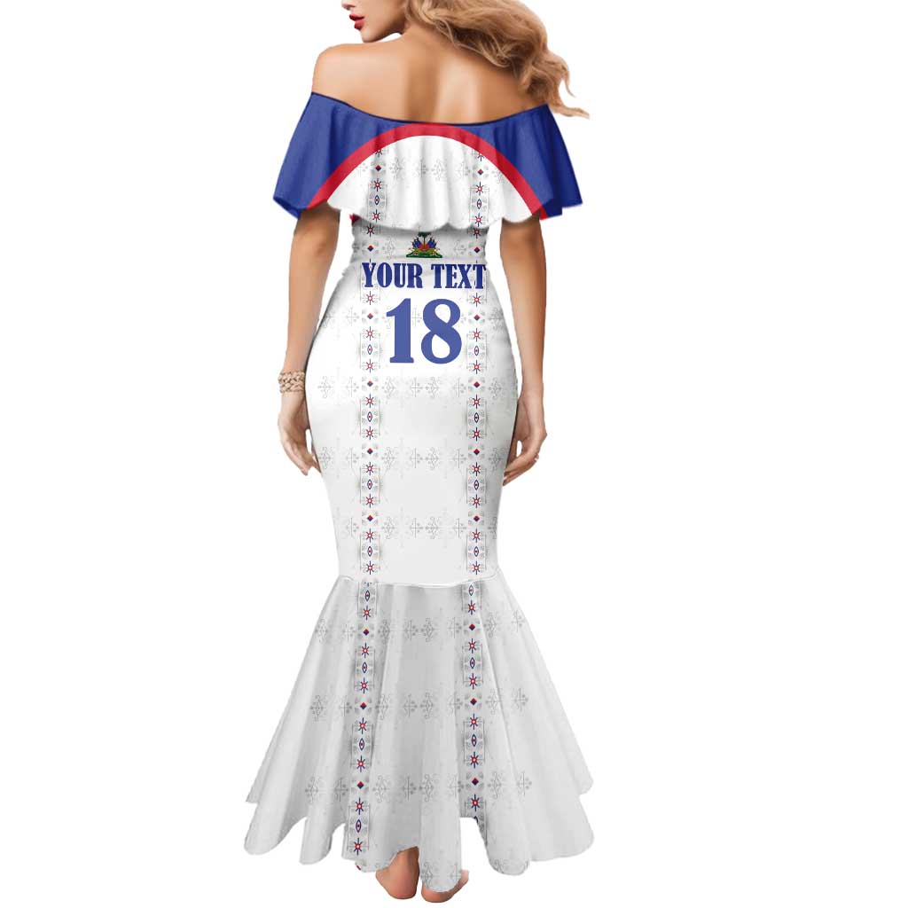 Custom Haiti Football Mermaid Dress Les Grenadiers Veve Haitian Vodou White Version - Wonder Print Shop