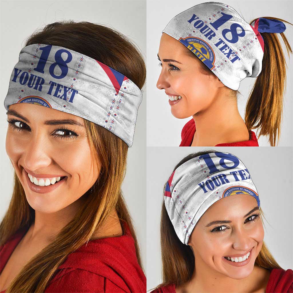 Custom Haiti Football Neck Gaiter Les Grenadiers Veve Haitian Vodou White Version - Wonder Print Shop