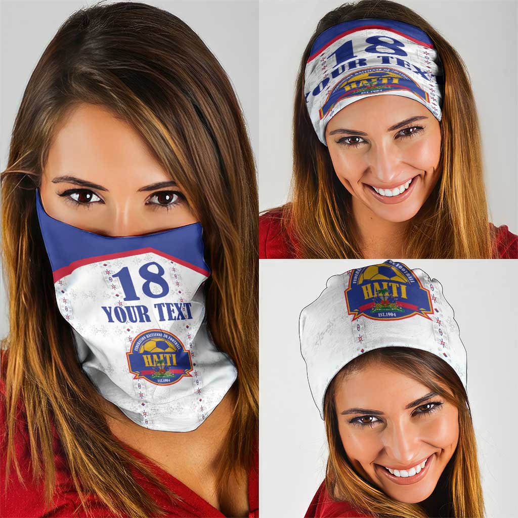 Custom Haiti Football Neck Gaiter Les Grenadiers Veve Haitian Vodou White Version - Wonder Print Shop