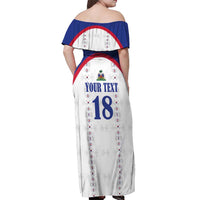 Custom Haiti Football Off Shoulder Maxi Dress Les Grenadiers Veve Haitian Vodou White Version - Wonder Print Shop