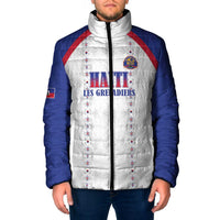 Custom Haiti Football Padded Jacket Les Grenadiers Veve Haitian Vodou White Version - Wonder Print Shop