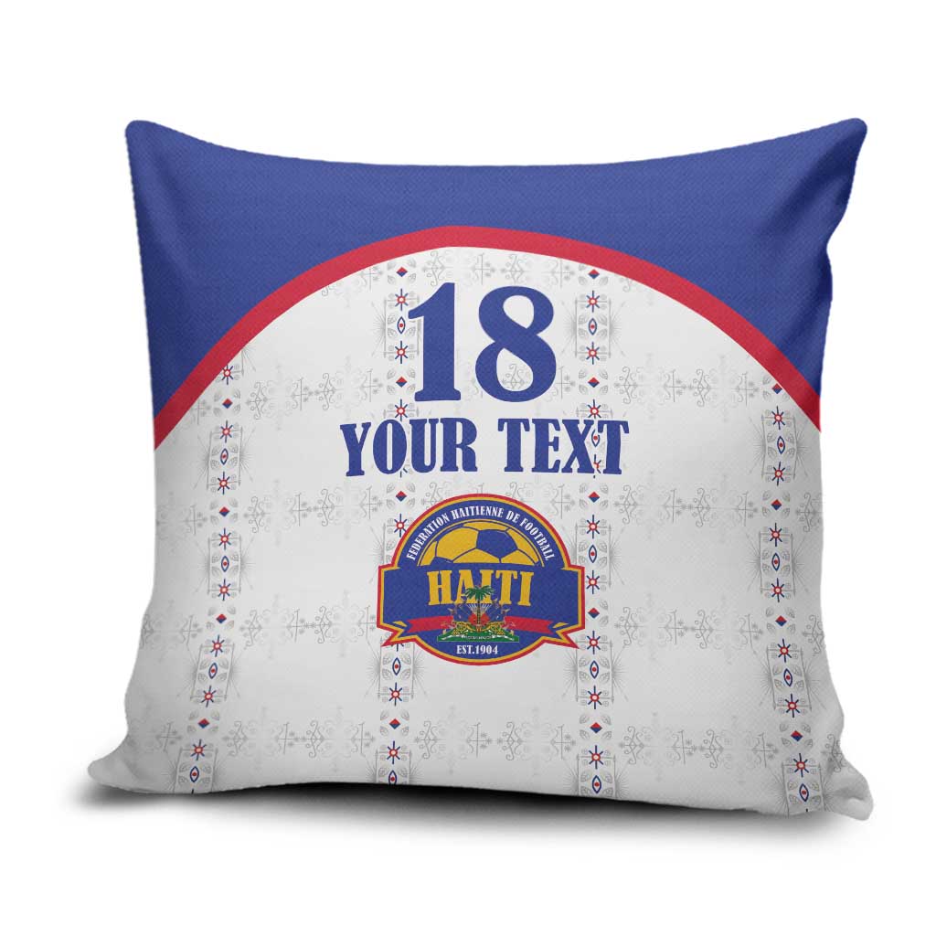 Custom Haiti Football Pillow Cover Les Grenadiers Veve Haitian Vodou White Version - Wonder Print Shop