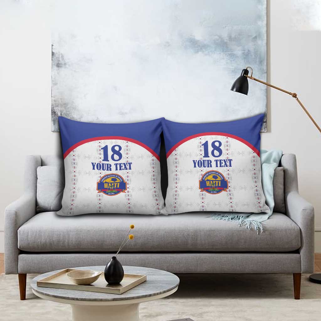 Custom Haiti Football Pillow Cover Les Grenadiers Veve Haitian Vodou White Version - Wonder Print Shop