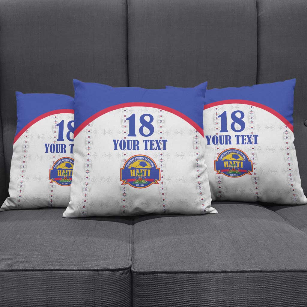 Custom Haiti Football Pillow Cover Les Grenadiers Veve Haitian Vodou White Version - Wonder Print Shop