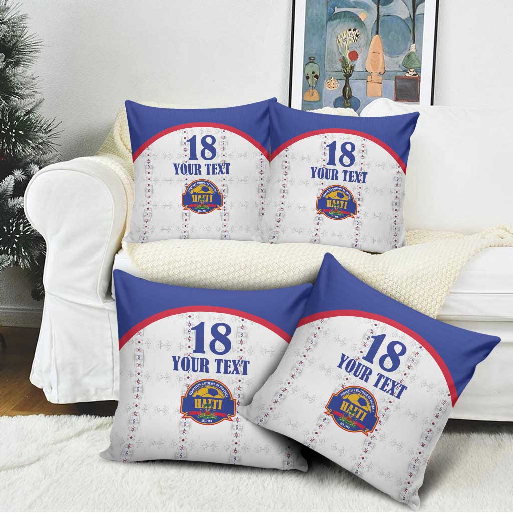 Custom Haiti Football Pillow Cover Les Grenadiers Veve Haitian Vodou White Version - Wonder Print Shop
