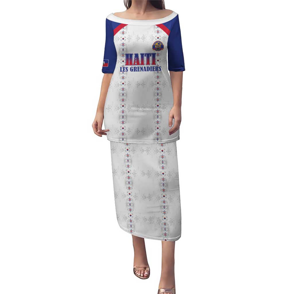 Custom Haiti Football Puletasi Les Grenadiers Veve Haitian Vodou White Version - Wonder Print Shop
