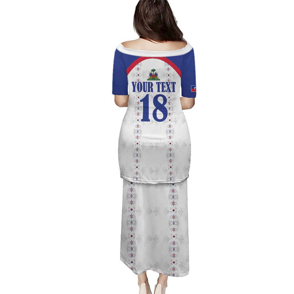 Custom Haiti Football Puletasi Les Grenadiers Veve Haitian Vodou White Version - Wonder Print Shop