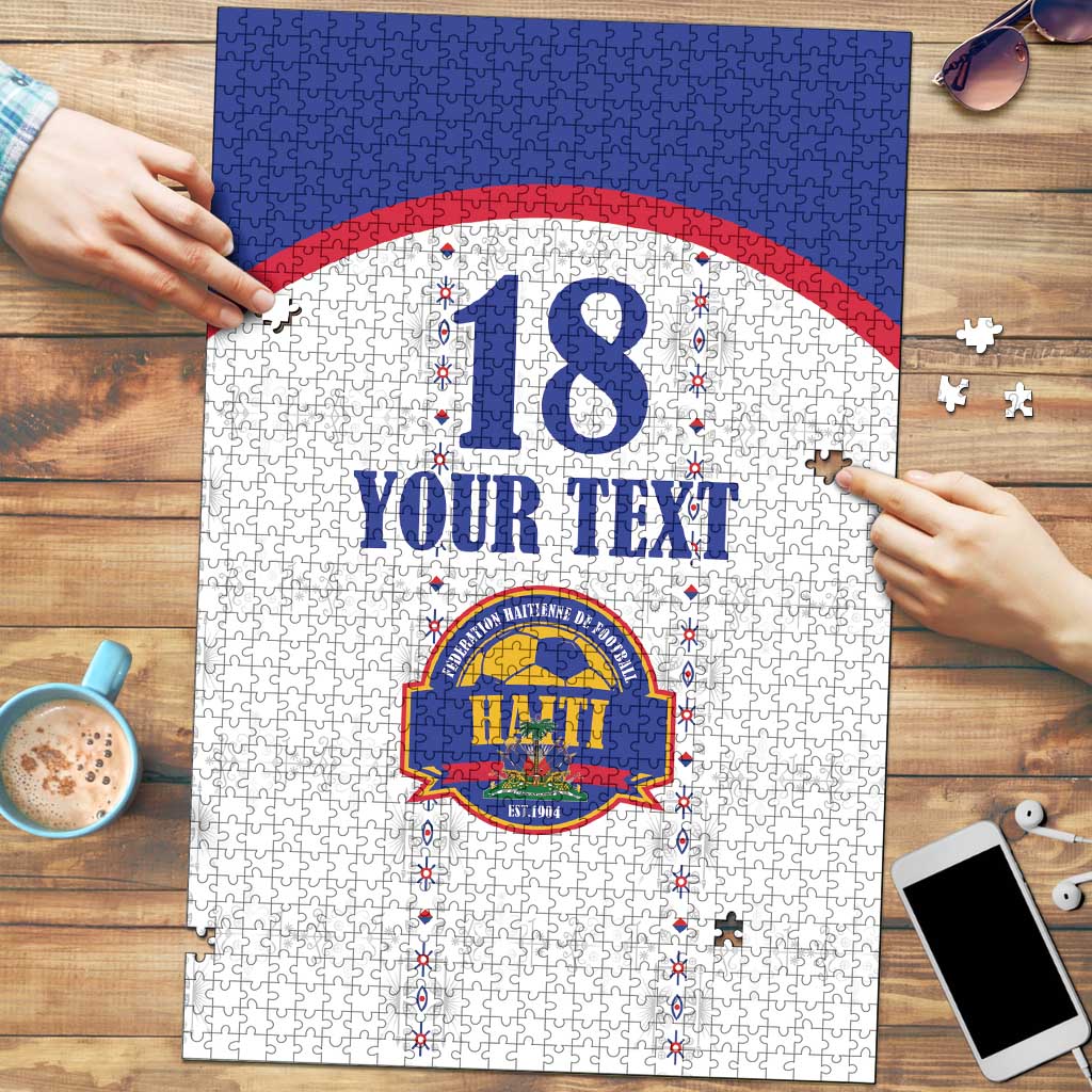 Custom Haiti Football Puzzle Les Grenadiers Veve Haitian Vodou White Version - Wonder Print Shop
