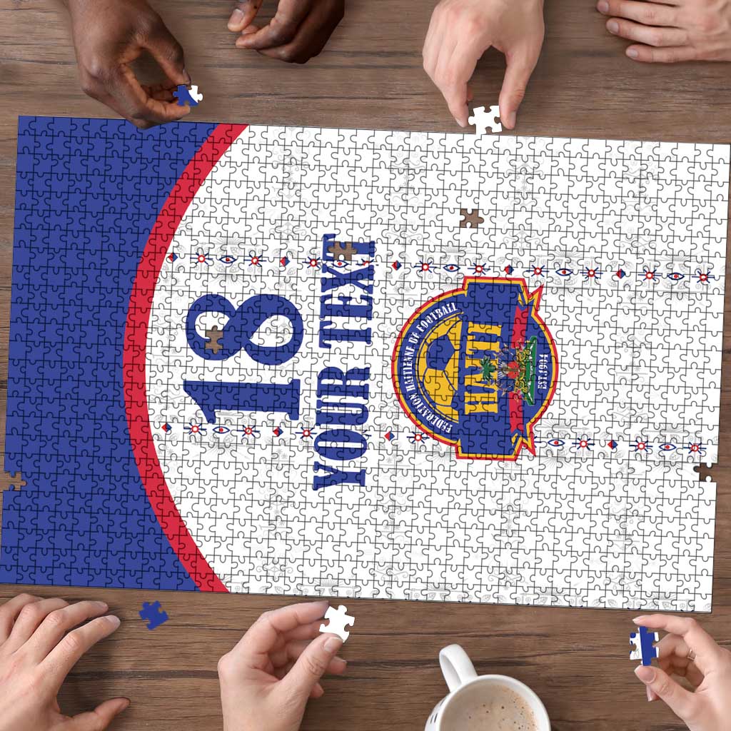 Custom Haiti Football Puzzle Les Grenadiers Veve Haitian Vodou White Version - Wonder Print Shop