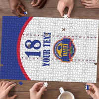 Custom Haiti Football Puzzle Les Grenadiers Veve Haitian Vodou White Version - Wonder Print Shop