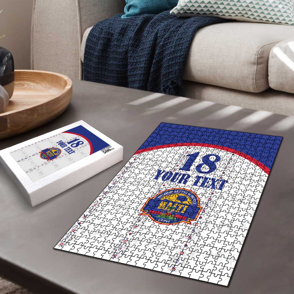 Custom Haiti Football Puzzle Les Grenadiers Veve Haitian Vodou White Version - Wonder Print Shop