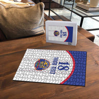 Custom Haiti Football Puzzle Les Grenadiers Veve Haitian Vodou White Version - Wonder Print Shop