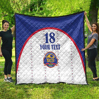 Custom Haiti Football Quilt Les Grenadiers Veve Haitian Vodou White Version - Wonder Print Shop