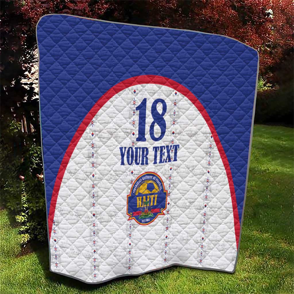 Custom Haiti Football Quilt Les Grenadiers Veve Haitian Vodou White Version - Wonder Print Shop