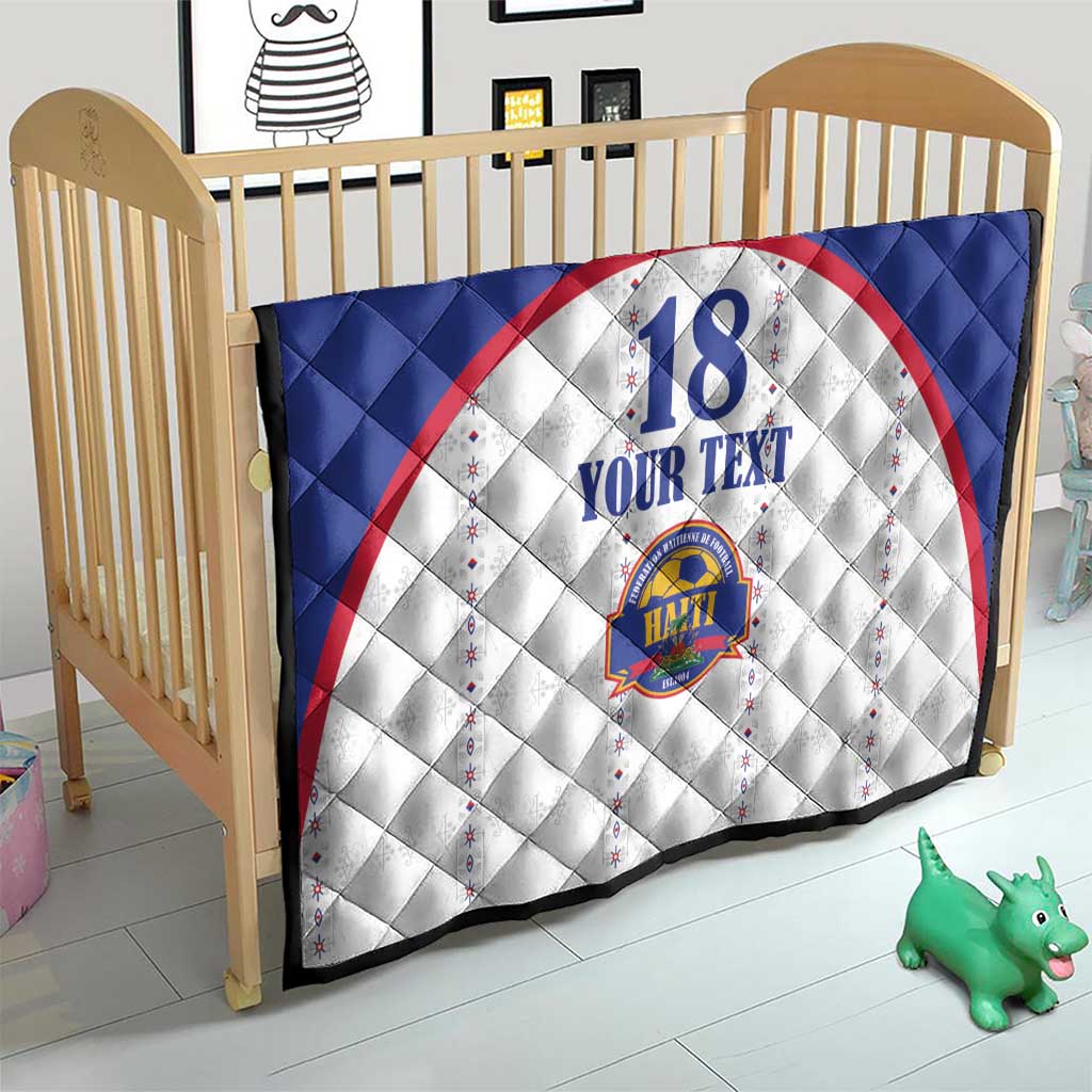 Custom Haiti Football Quilt Les Grenadiers Veve Haitian Vodou White Version - Wonder Print Shop