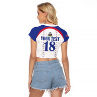 Custom Haiti Football Raglan Cropped T Shirt Les Grenadiers Veve Haitian Vodou White Version - Wonder Print Shop