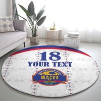 Custom Haiti Football Round Carpet Les Grenadiers Veve Haitian Vodou White Version - Wonder Print Shop