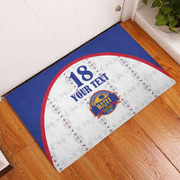 Custom Haiti Football Rubber Doormat Les Grenadiers Veve Haitian Vodou White Version - Wonder Print Shop