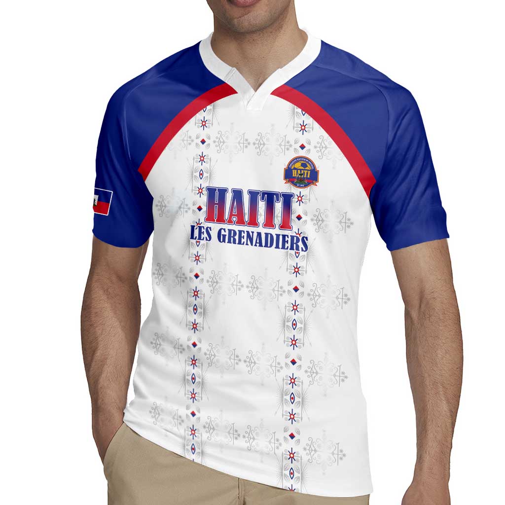 Custom Haiti Football Rugby Jersey Les Grenadiers Veve Haitian Vodou White Version - Wonder Print Shop