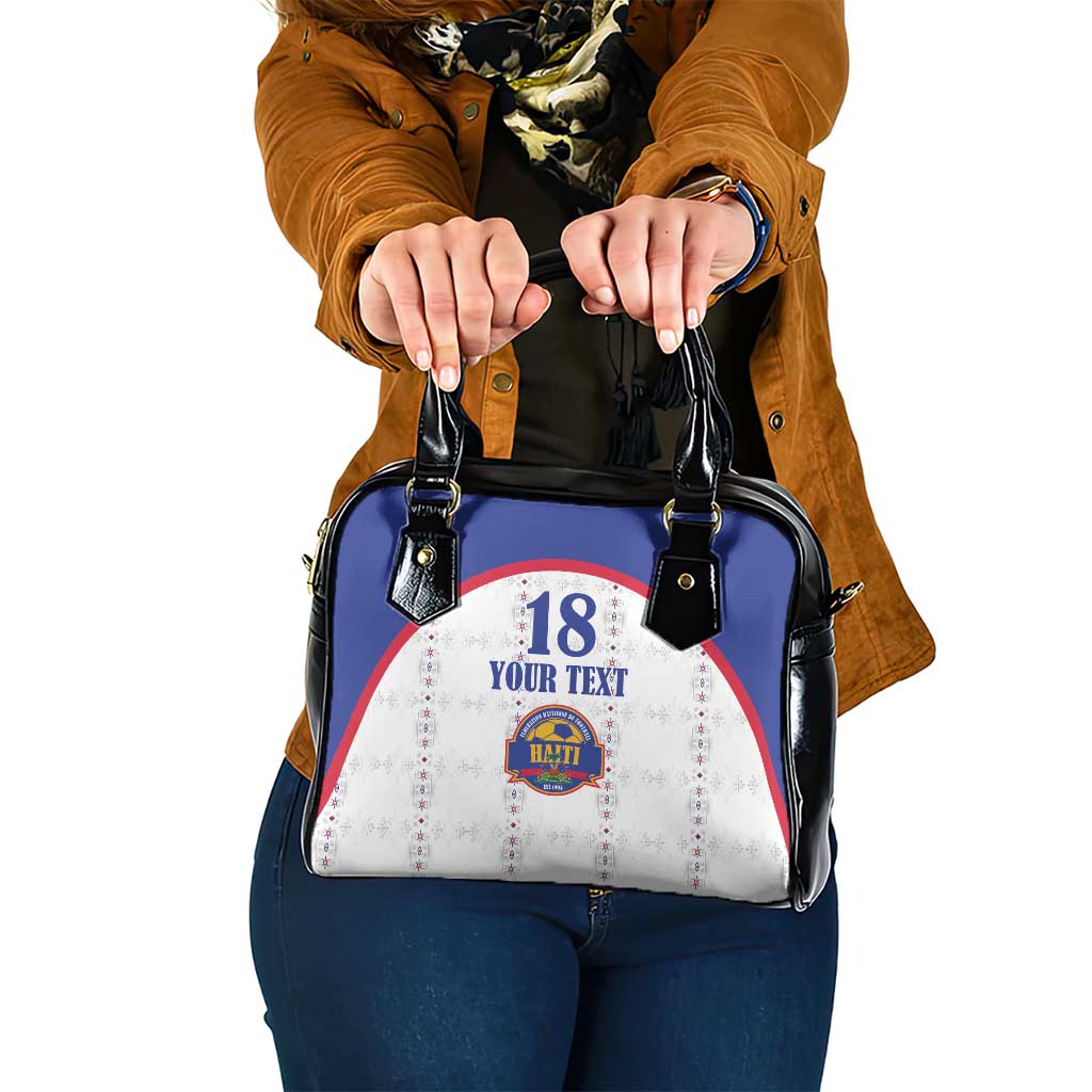 Custom Haiti Football Shoulder Handbag Les Grenadiers Veve Haitian Vodou White Version - Wonder Print Shop
