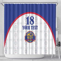Custom Haiti Football Shower Curtain Les Grenadiers Veve Haitian Vodou White Version - Wonder Print Shop