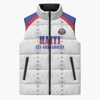 Custom Haiti Football Sleeveless Puffer Jacket Les Grenadiers Veve Haitian Vodou White Version - Wonder Print Shop