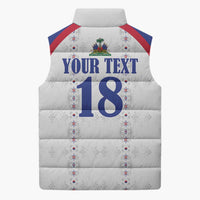 Custom Haiti Football Sleeveless Puffer Jacket Les Grenadiers Veve Haitian Vodou White Version - Wonder Print Shop