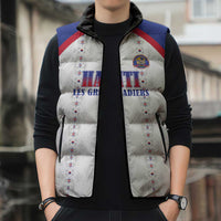 Custom Haiti Football Sleeveless Puffer Jacket Les Grenadiers Veve Haitian Vodou White Version - Wonder Print Shop