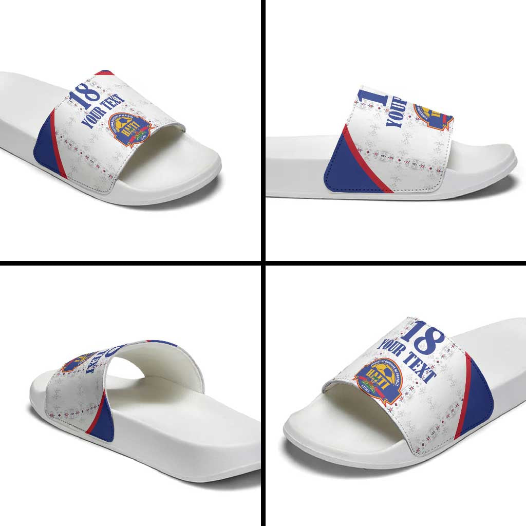 Custom Haiti Football Slide Sandals Les Grenadiers Veve Haitian Vodou White Version - Wonder Print Shop