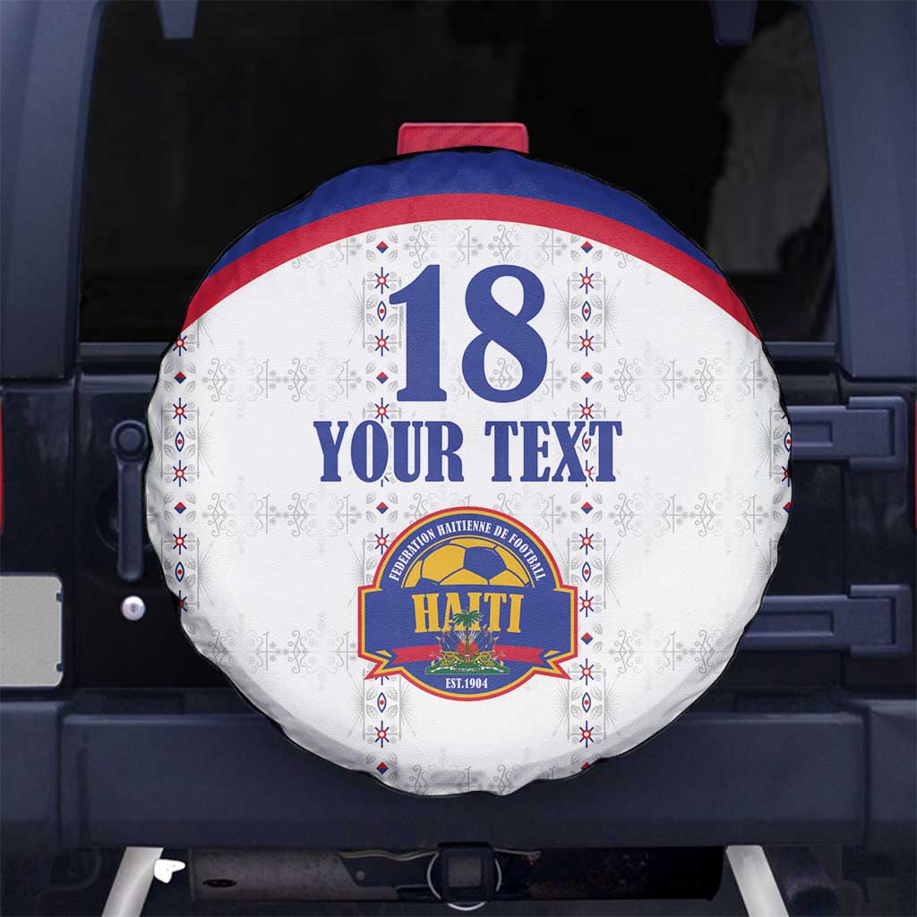 Custom Haiti Football Spare Tire Cover Les Grenadiers Veve Haitian Vodou White Version - Wonder Print Shop
