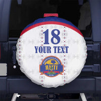 Custom Haiti Football Spare Tire Cover Les Grenadiers Veve Haitian Vodou White Version - Wonder Print Shop
