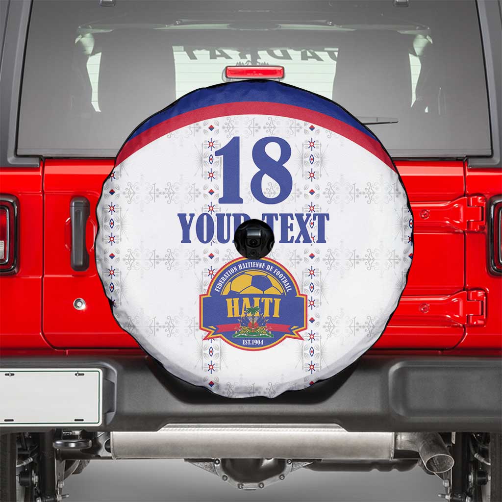 Custom Haiti Football Spare Tire Cover Les Grenadiers Veve Haitian Vodou White Version - Wonder Print Shop